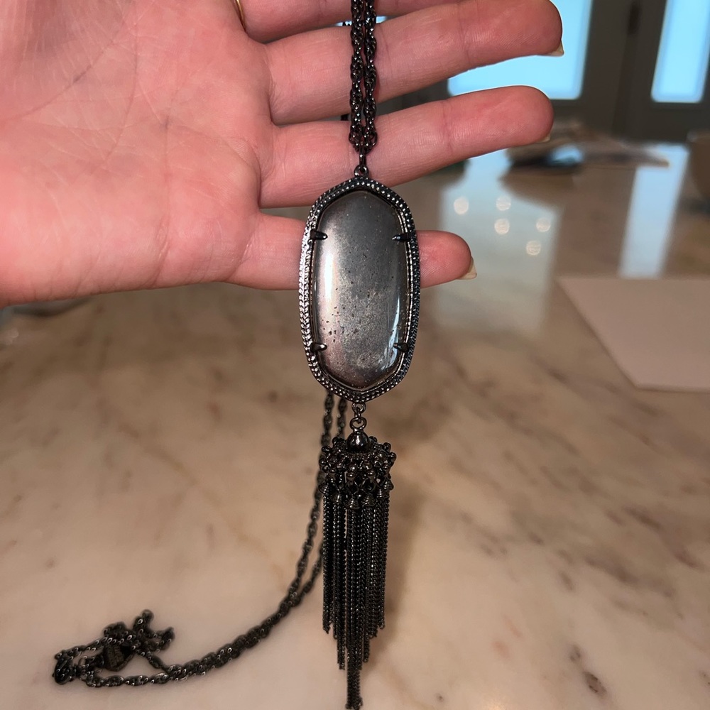 Kendra Scott black and gun metal long necklace